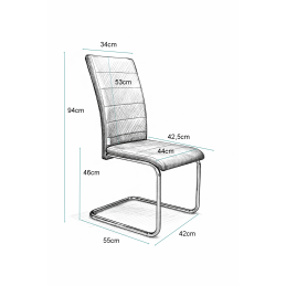 Zestaw 4 krzeseł Lotus na płozach chromowanych czarna eco skóra – nowoczesne, wygodne