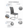 Zestaw 4 krzeseł Lotus na płozach chromowanych szara eco skóra – nowoczesne, wygodne
