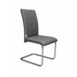 Zestaw 4 krzeseł Lotus na płozach chromowanych szara eco skóra – nowoczesne, wygodne