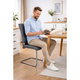 Krzesło Lotus na płozach chromowanych tkanina eco skóra – nowoczesne, wygodne