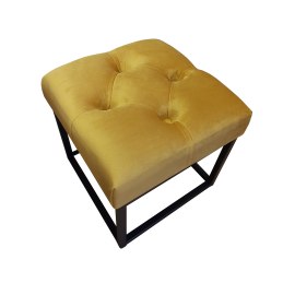Pufa CHESTERFIELD tkanina Welur loft ławka podnóżek metal