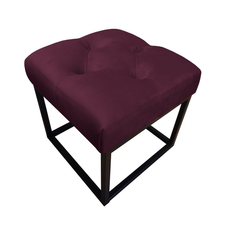 Pufa CHESTERFIELD tkanina Welur loft ławka podnóżek metal