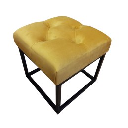 Pufa CHESTERFIELD tkanina Welur loft ławka podnóżek metal