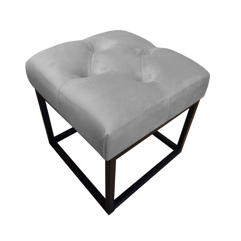 Pufa CHESTERFIELD tkanina Welur loft ławka podnóżek metal