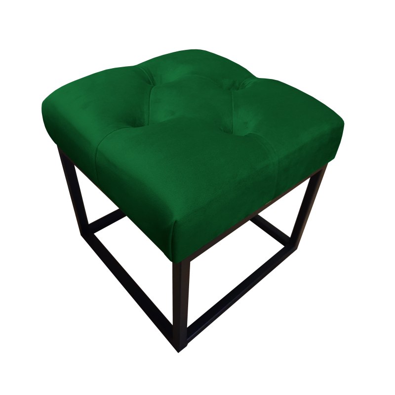 Pufa CHESTERFIELD tkanina Welur loft ławka podnóżek metal