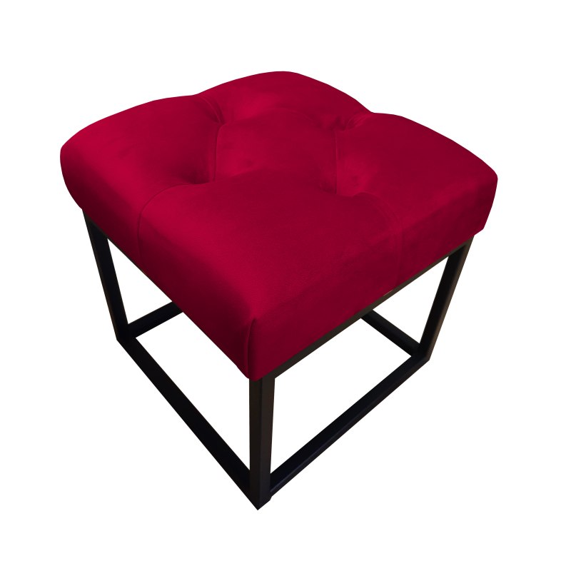 Pufa CHESTERFIELD tkanina Welur loft ławka podnóżek metal