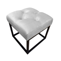 Pufa CHESTERFIELD tkanina Welur loft ławka podnóżek metal