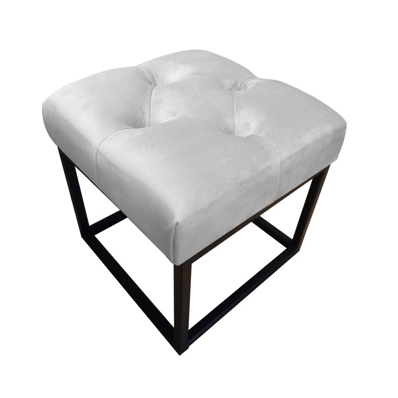 Pufa CHESTERFIELD tkanina Welur loft ławka podnóżek metal