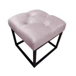 Pufa CHESTERFIELD tkanina Welur loft ławka podnóżek metal