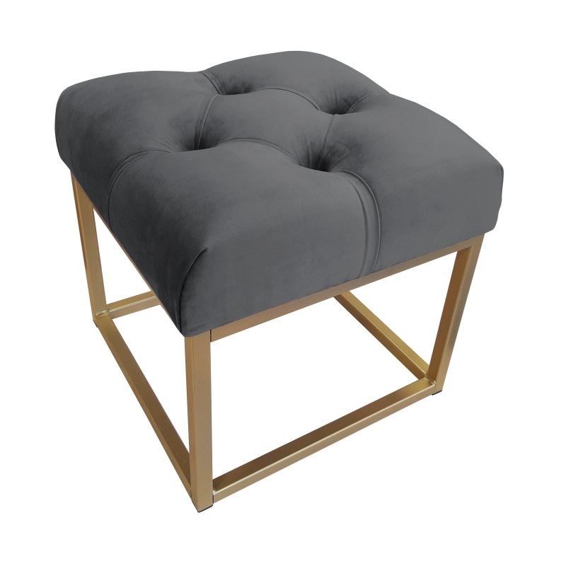 Pufa CHESTERFIELD tkanina Welur loft ławka podnóżek metal