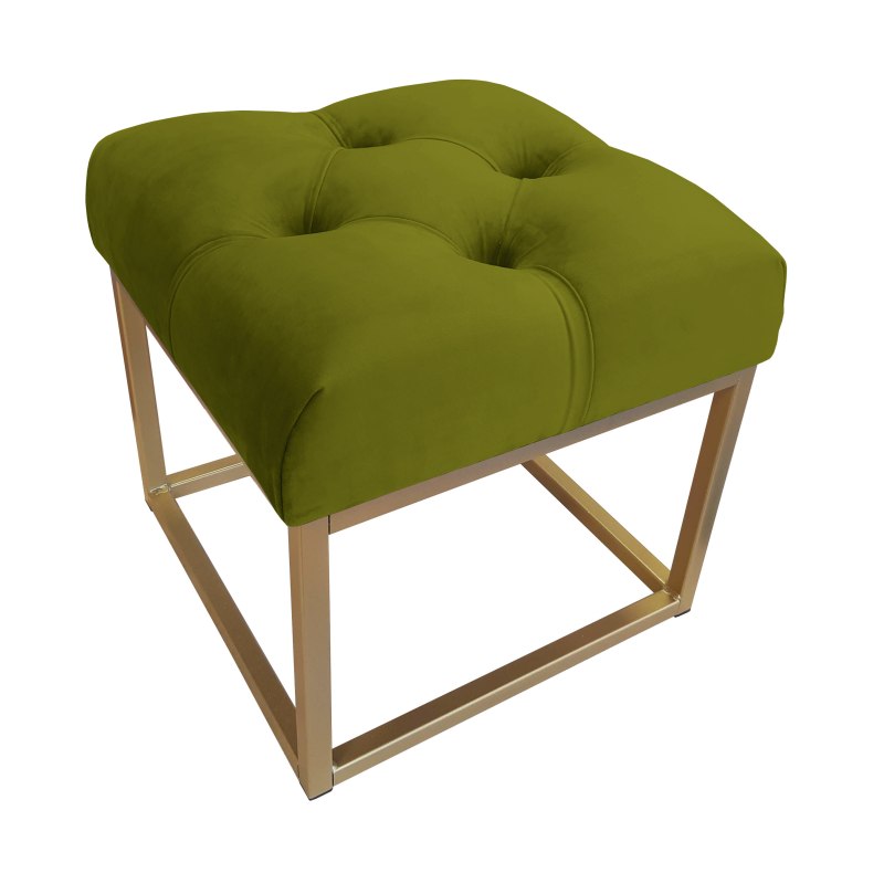 Pufa CHESTERFIELD tkanina Welur loft ławka podnóżek metal