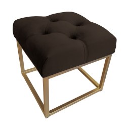 Pufa CHESTERFIELD tkanina Welur loft ławka podnóżek metal