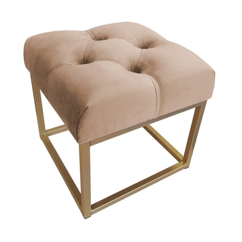 Pufa CHESTERFIELD tkanina Welur loft ławka podnóżek metal