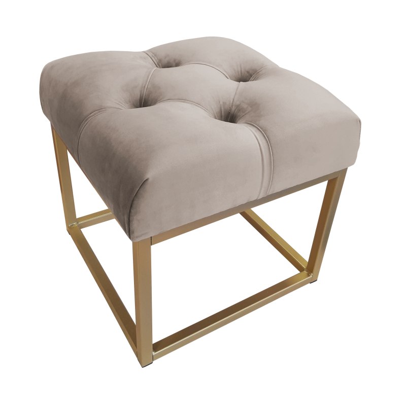 Pufa CHESTERFIELD tkanina Welur loft ławka podnóżek metal