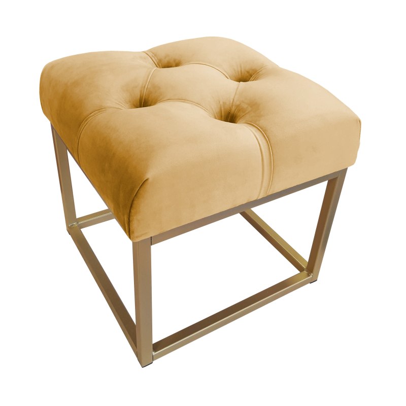 Pufa CHESTERFIELD tkanina Welur loft ławka podnóżek metal