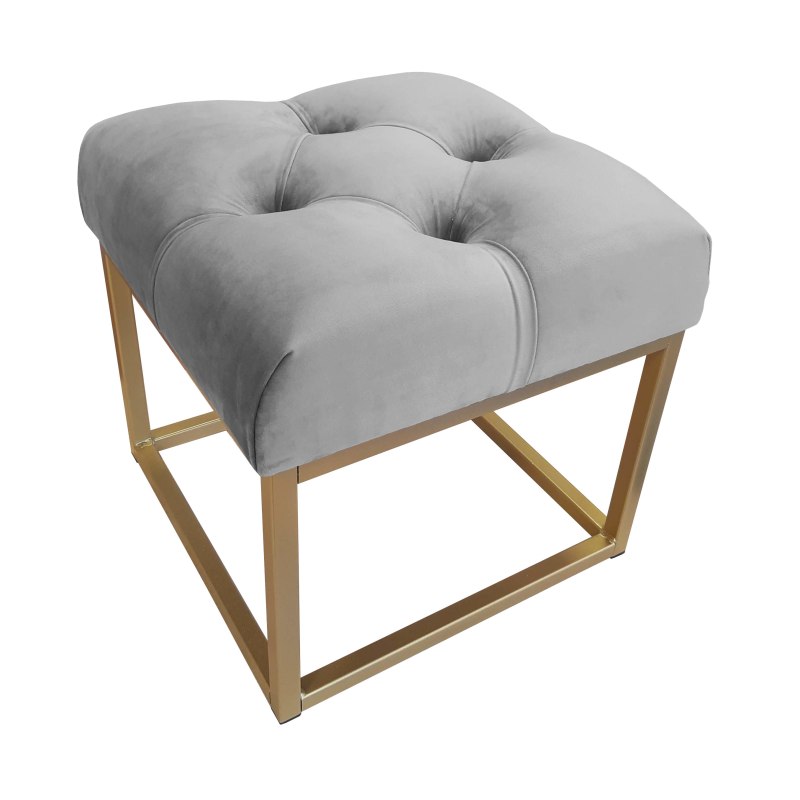 Pufa CHESTERFIELD tkanina Welur loft ławka podnóżek metal