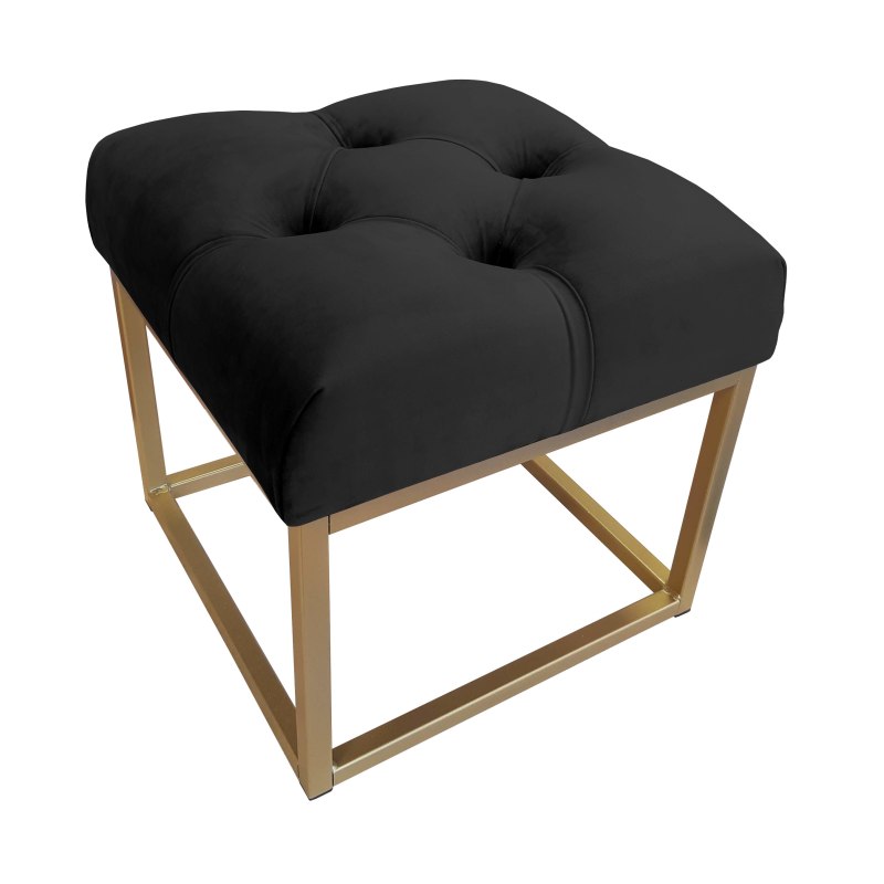 Pufa CHESTERFIELD tkanina Welur loft ławka podnóżek metal