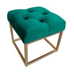 Pufa CHESTERFIELD tkanina Welur loft ławka podnóżek metal