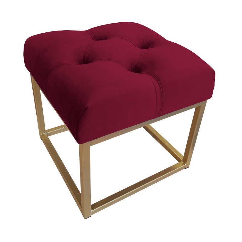 Pufa CHESTERFIELD tkanina Welur loft ławka podnóżek metal