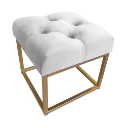 Pufa CHESTERFIELD tkanina Welur loft ławka podnóżek metal