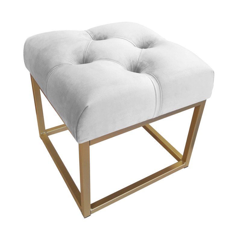 Pufa CHESTERFIELD tkanina Welur loft ławka podnóżek metal