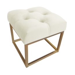 Pufa CHESTERFIELD tkanina Welur loft ławka podnóżek metal
