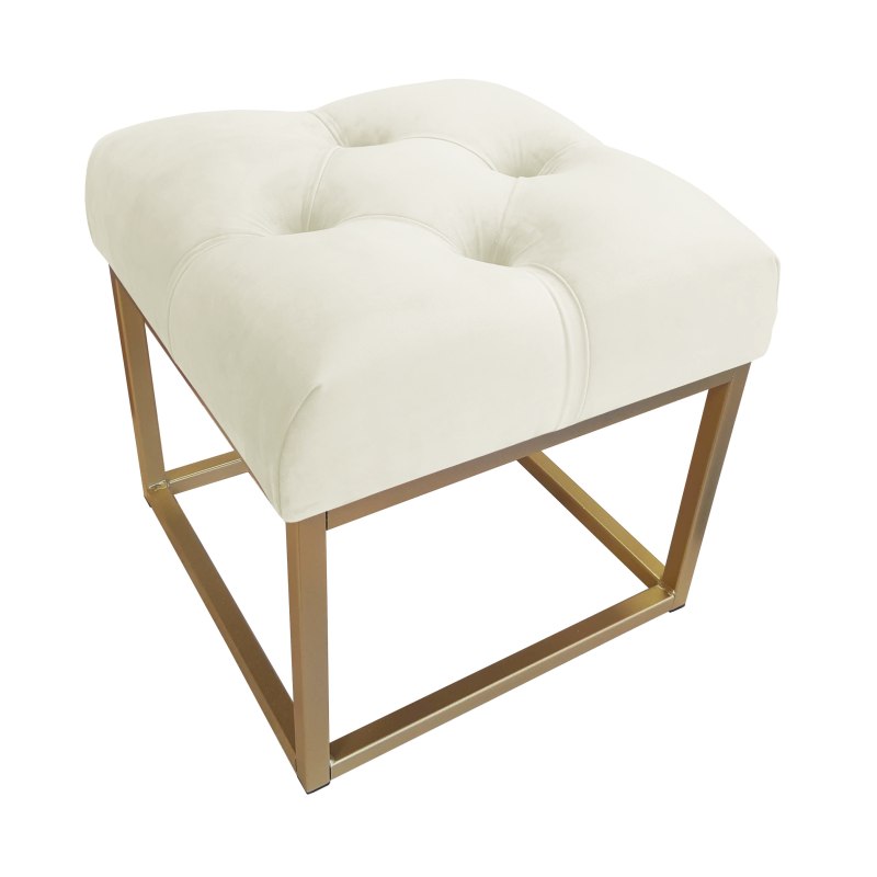 Pufa CHESTERFIELD tkanina Welur loft ławka podnóżek metal