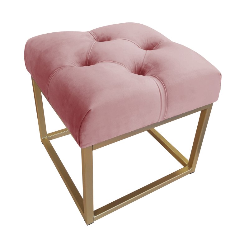 Pufa CHESTERFIELD tkanina Welur loft ławka podnóżek metal