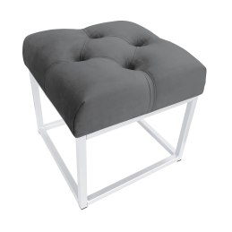 Pufa CHESTERFIELD tkanina Welur loft ławka podnóżek metal