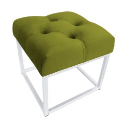 Pufa CHESTERFIELD tkanina Welur loft ławka podnóżek metal