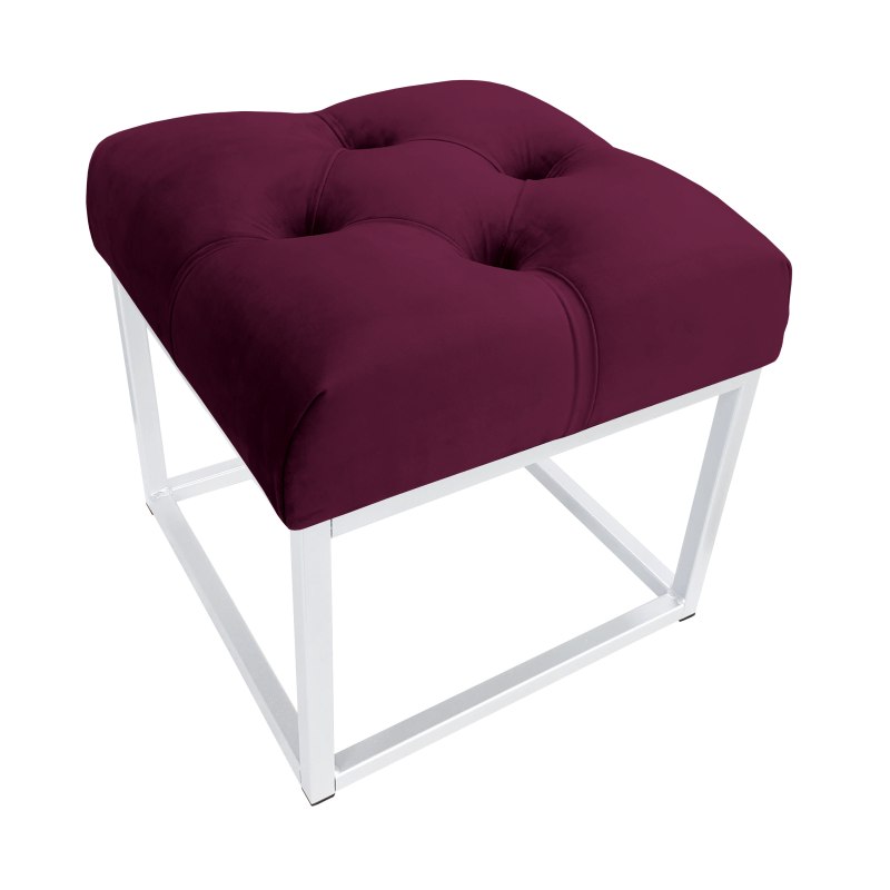 Pufa CHESTERFIELD tkanina Welur loft ławka podnóżek metal