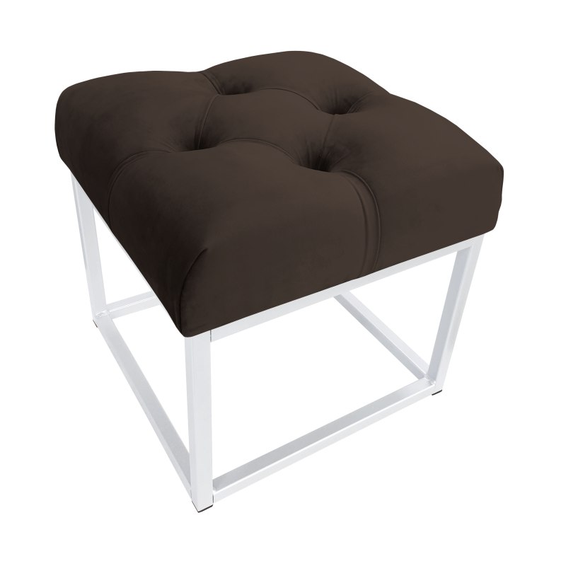Pufa CHESTERFIELD tkanina Welur loft ławka podnóżek metal