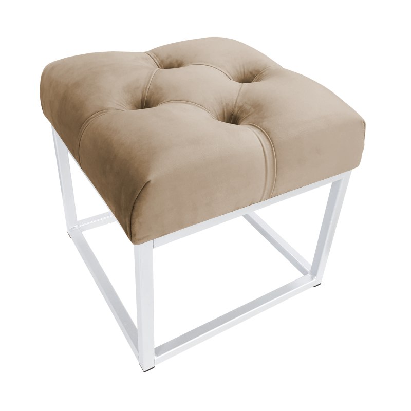 Pufa CHESTERFIELD tkanina Welur loft ławka podnóżek metal