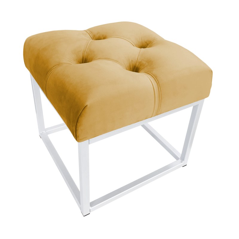 Pufa CHESTERFIELD tkanina Welur loft ławka podnóżek metal
