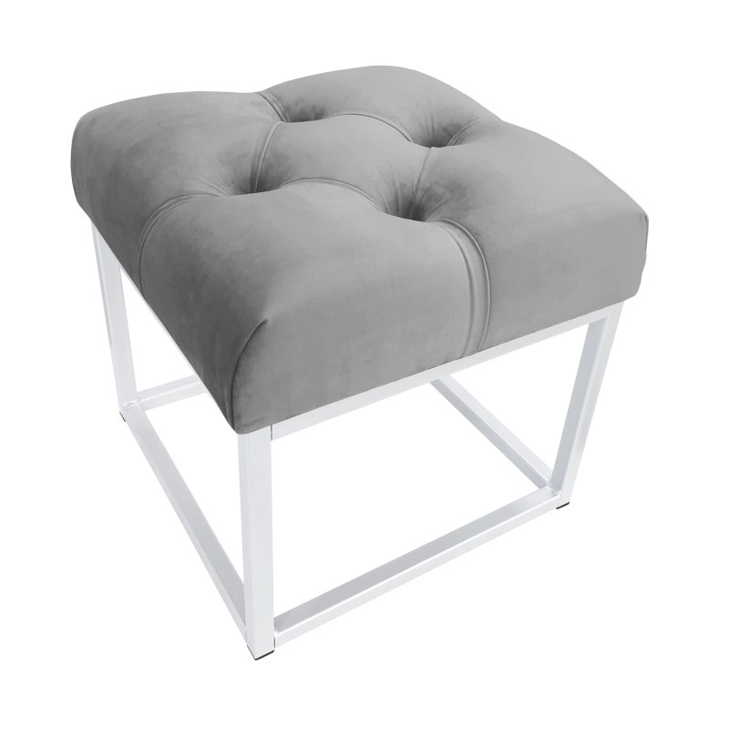 Pufa CHESTERFIELD tkanina Welur loft ławka podnóżek metal