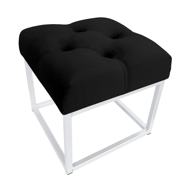 Pufa CHESTERFIELD tkanina Welur loft ławka podnóżek metal