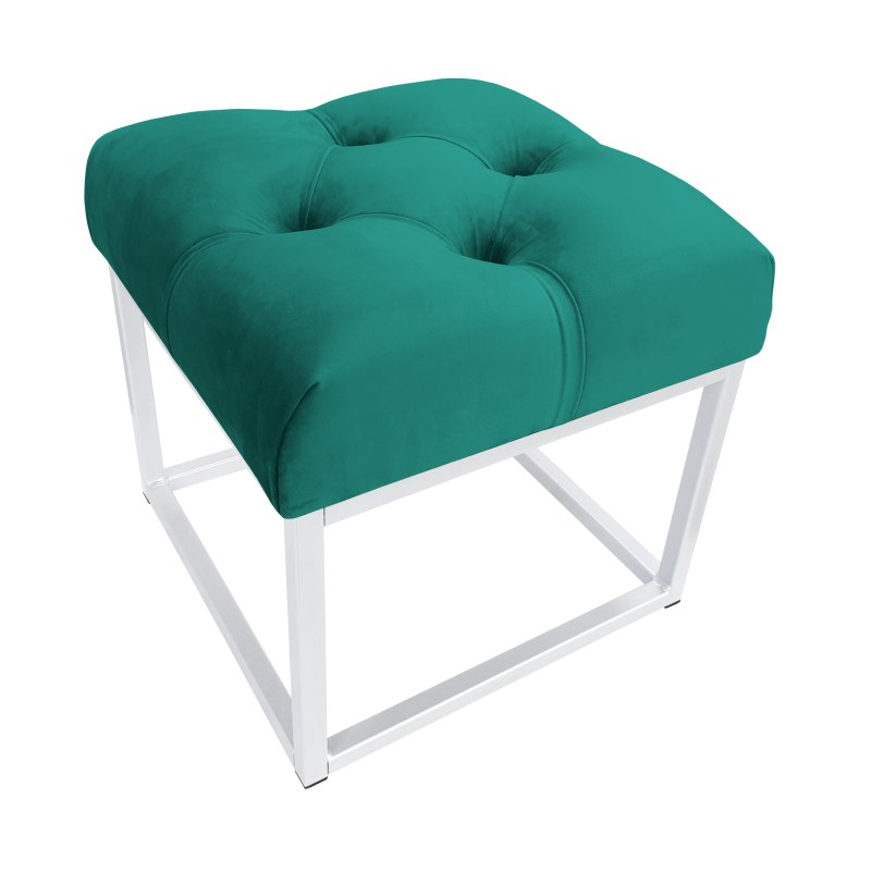Pufa CHESTERFIELD tkanina Welur loft ławka podnóżek metal