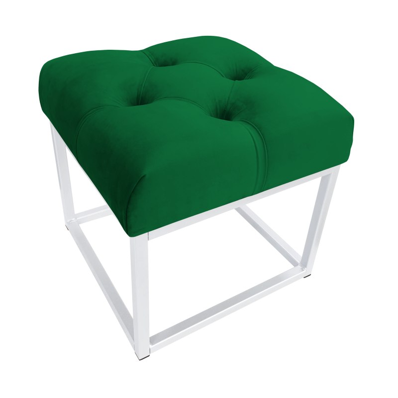 Pufa CHESTERFIELD tkanina Welur loft ławka podnóżek metal