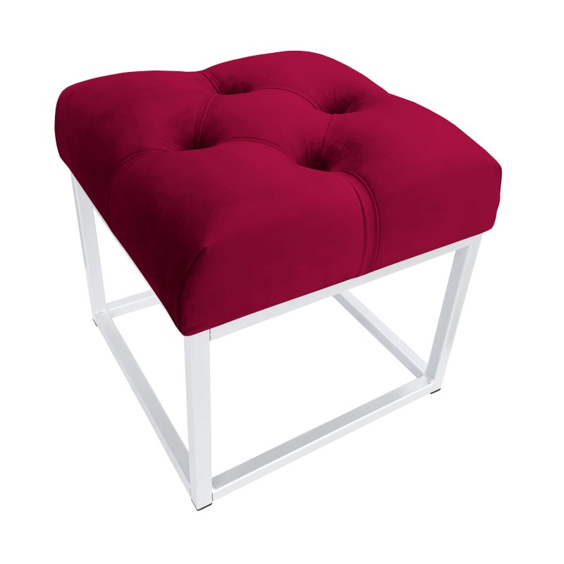 Pufa CHESTERFIELD tkanina Welur loft ławka podnóżek metal