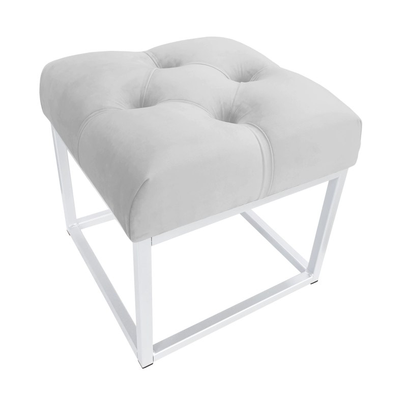 Pufa CHESTERFIELD tkanina Welur loft ławka podnóżek metal
