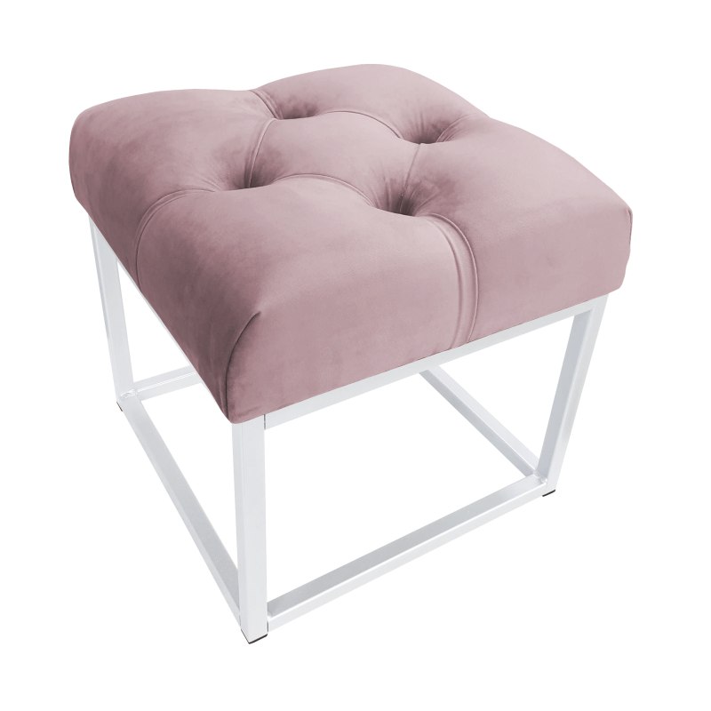 Pufa CHESTERFIELD tkanina Welur loft ławka podnóżek metal