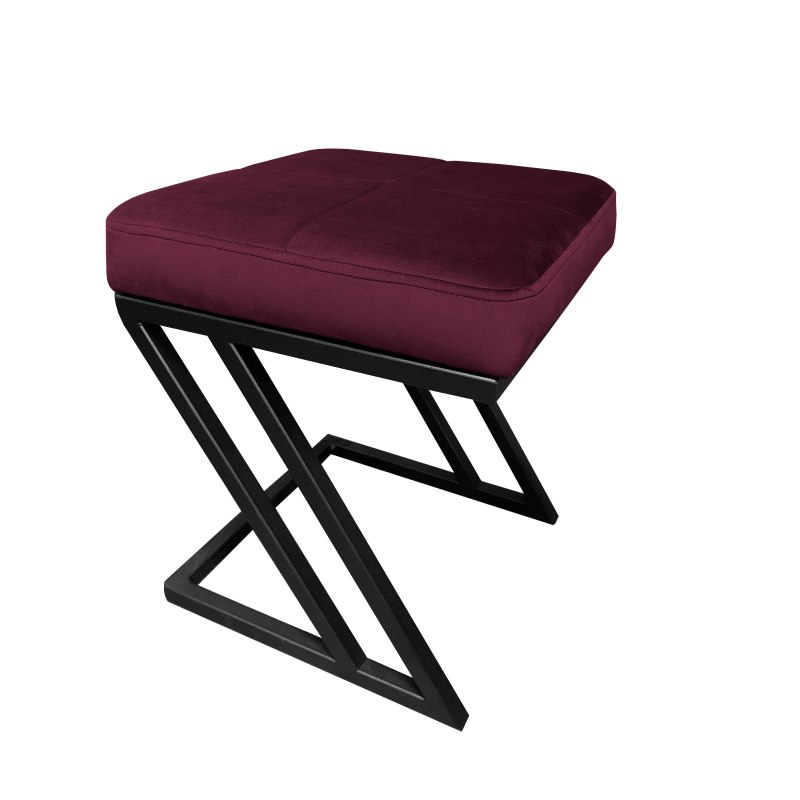 Pufa ZETA tkanina Welur loft ławka podnóżek metal