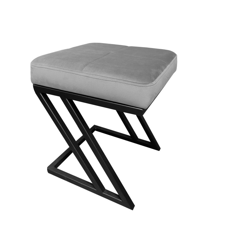 Pufa ZETA tkanina Welur loft ławka podnóżek metal