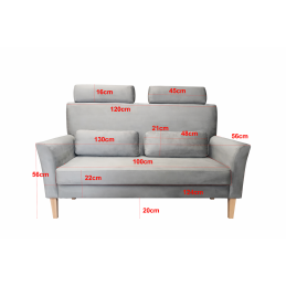 Sofa DENVER tkanina Welur noga drewniana
