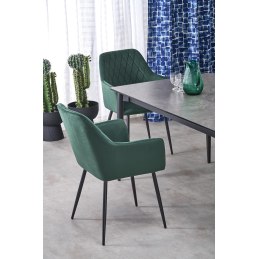 Stół rozkładany CHARLES - blat popielaty marmur, czarne nogi