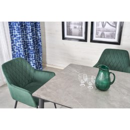 Stół rozkładany CHARLES - blat popielaty marmur, czarne nogi