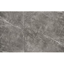 Stół rozkładany CHARLES - blat popielaty marmur, czarne nogi