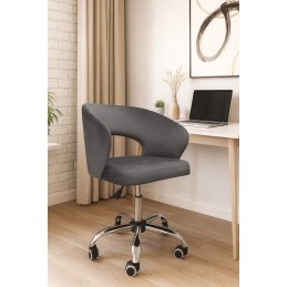 Fotel obrotowy AURA BL14 - szary welur, chromowana podstawa
