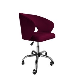 Fotel obrotowy AURA MG02 – welur śliwka, podstawa chromowana