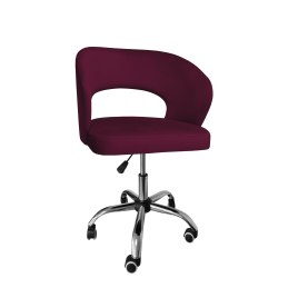 Fotel obrotowy AURA MG02 – welur śliwka, podstawa chromowana